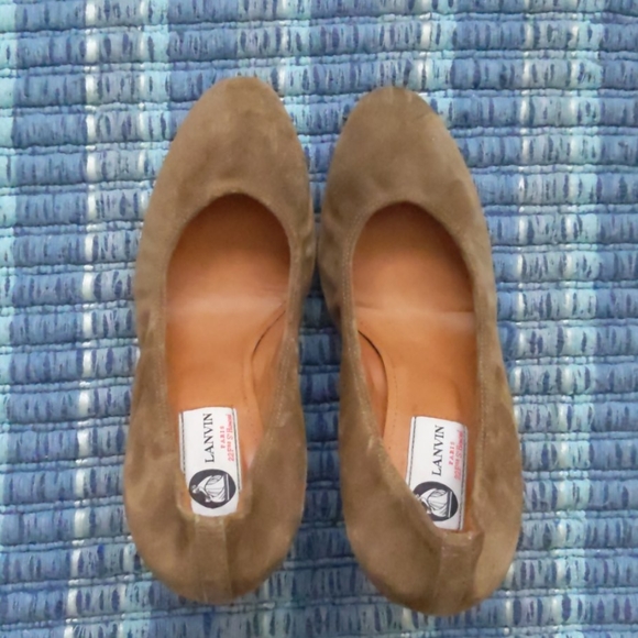 Lanvin ballerina taupe suede wedges - Picture 5 of 7